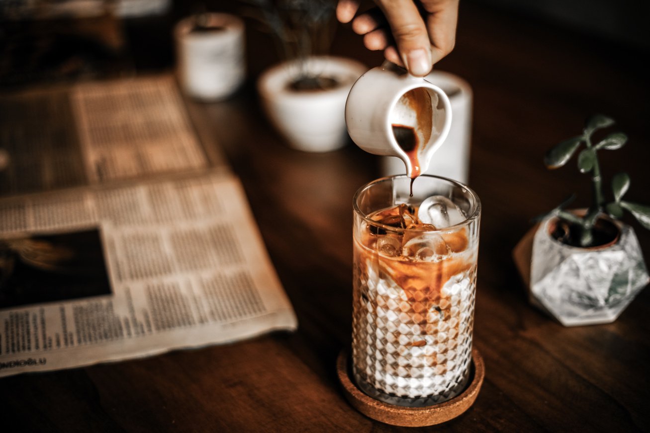 cold coffee break with milk