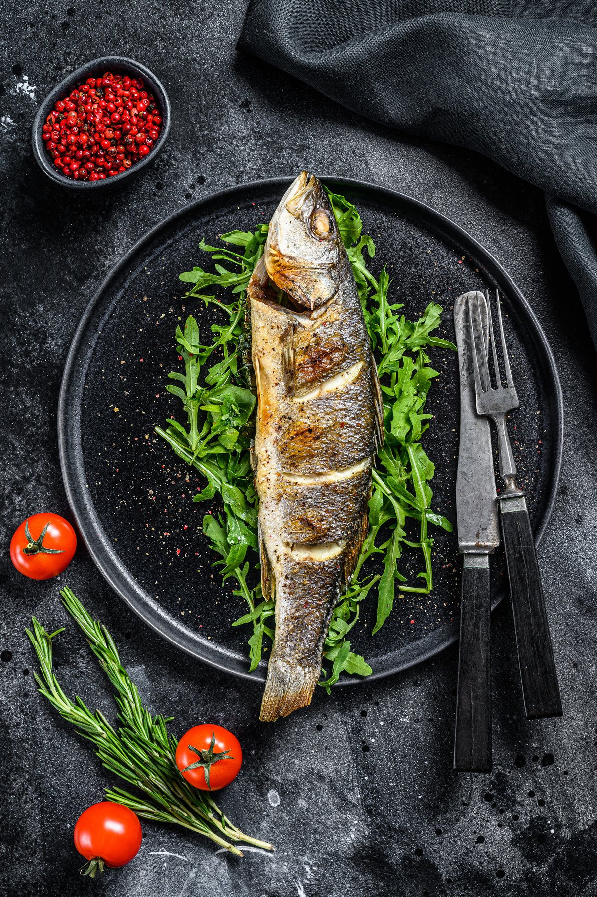 Grilled Sea Bass Flatlay